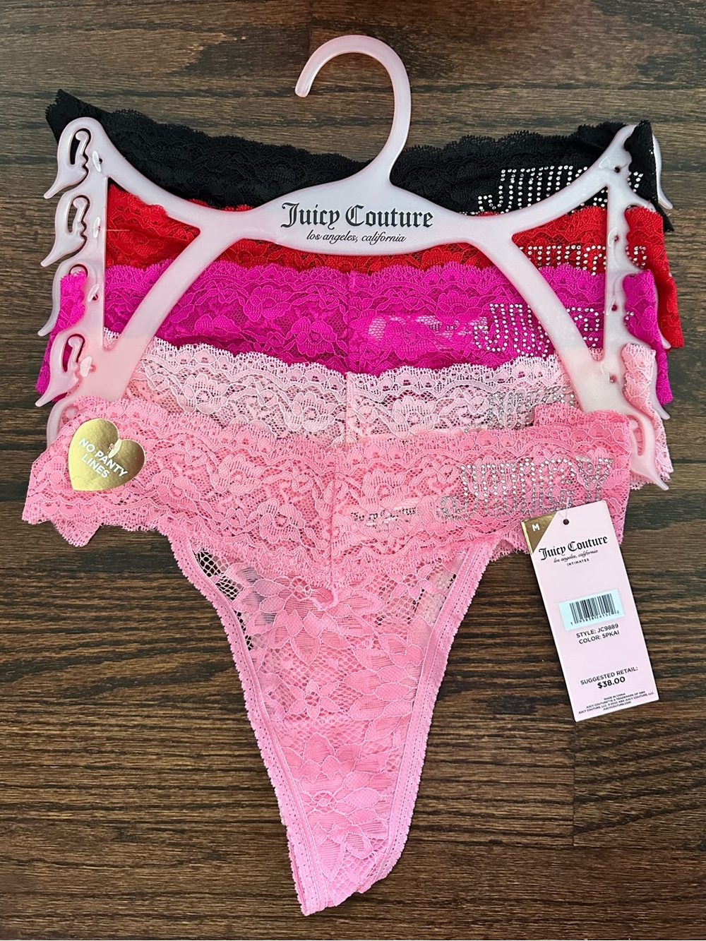 NWT Multipack of Juicy Couture lace underwear, size M